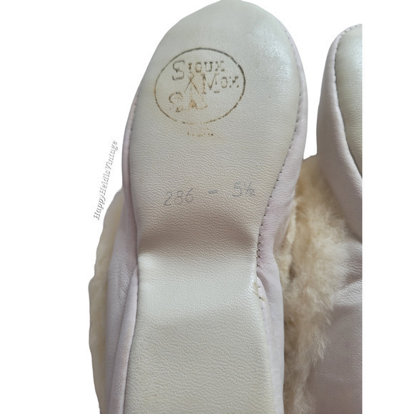 Vintage Sioux Mex Off White Fur Lined Beaded Cozy Comfy Style‎ Slippers - Picture 6 of 10